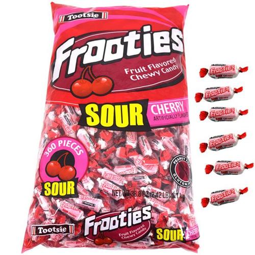 Frooties 360 Piece Bag Sour Cherry (Net Wt. 38.8oz.) - Sweet and Tangy  Snack- Candy tiktok socker bit delicious Refill Pouch Bonbon Fruity