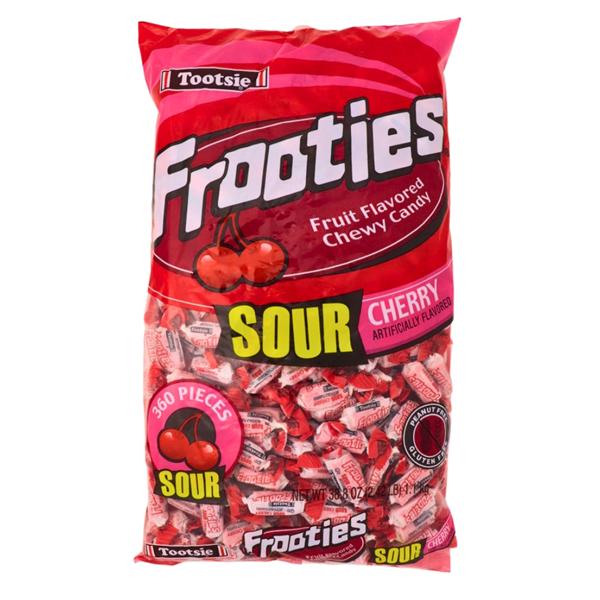 Frooties 360 Piece Bag Sour Cherry (Net Wt. 38.8oz.) - Sweet and Tangy  Snack- Candy tiktok socker bit delicious Refill Pouch Bonbon Fruity