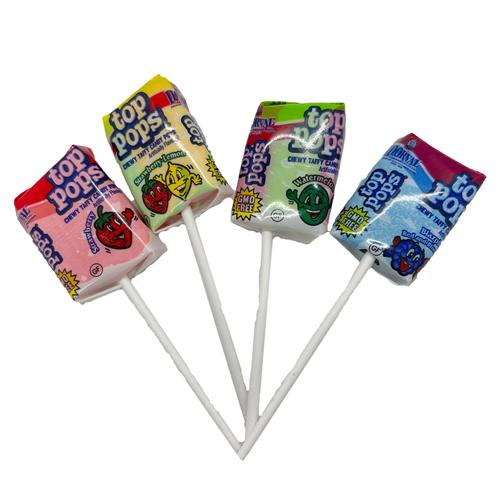 Top Pops Assorted Taffy Pops - Case of 48 Candy Snack
