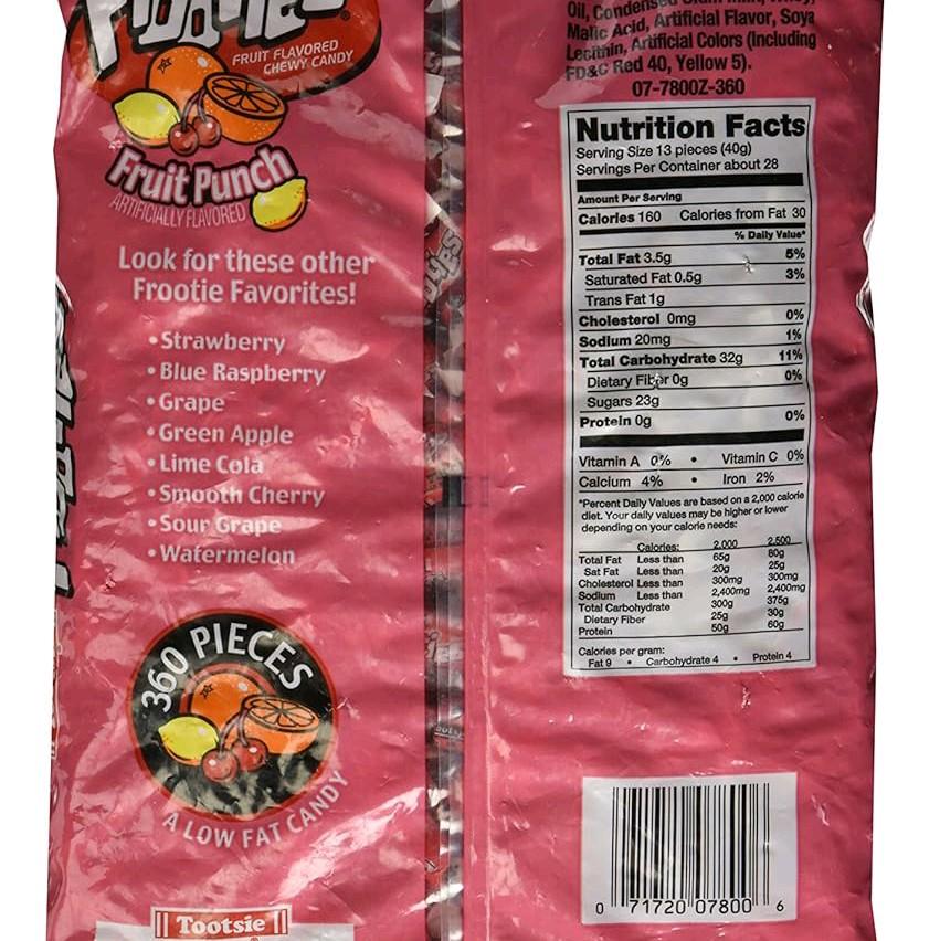 Frooties Fruit Punch Sweet Snack Tangy Fruity - 38.8oz Bag