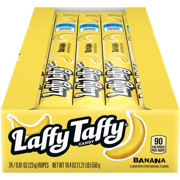 Laffy Taffy Rope - Banana Flavor (Box of 24 Ropes) Candy Snack